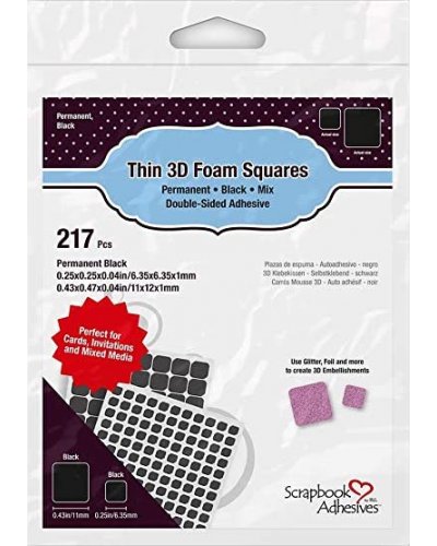 Mousse 3D - Thin Foam Squares Black Mix | Scrapbook Adhesives