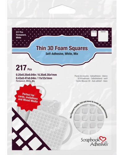 Mousse 3D - Thin Foam Squares White Mix | Scrapbook Adhesives