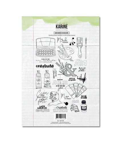 Les Ateliers de Karine - Tampon clear A4 Mon monde en couleurs - Cahier d'automne