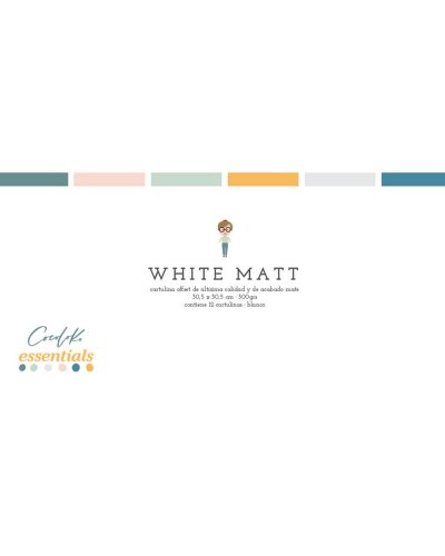 Cocoloko - Kit 12 papiers unis 30x30cm - White Matt - Essentials