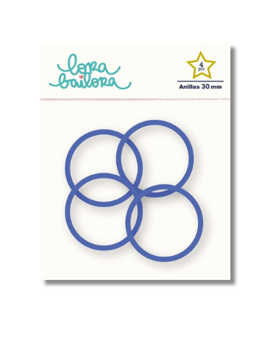 Lora Bailora - Lot de 4 anneaux 30mm - Indigo