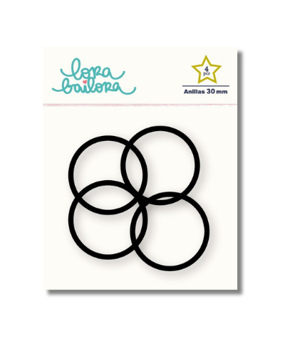 Lot 4 anneaux 30mm - Noir | Lora Bailora