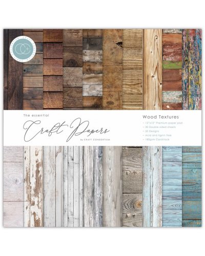 Craft Consortium - Bloc papiers 15x15cm - Wood Textures