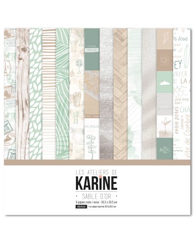 Les ateliers de Karine - Kit papiers 30x30cm - Sable d'or