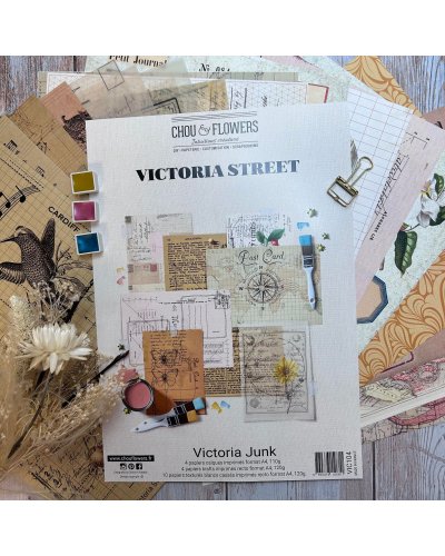 Chou & Flowers - Kit 18 papiers A4 - Victoria Junk - Victoria Street 