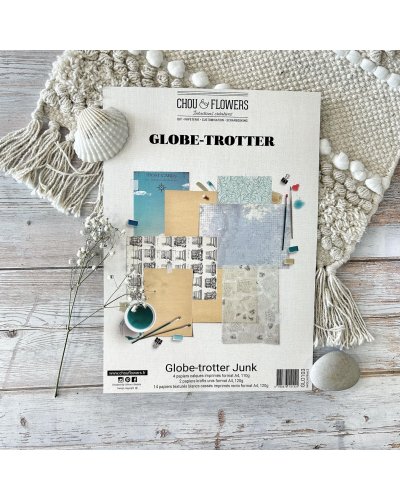 Kit 20 papiers A4 - Junk - Globe-trotter | Chou & Flowers
