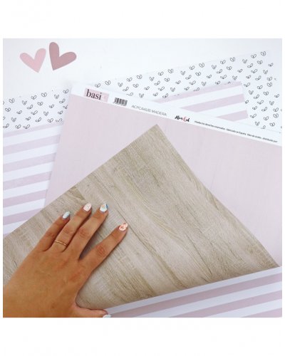 Alúa Cid - Papier uni 32x45cm Effet Bois/Rose - Basic