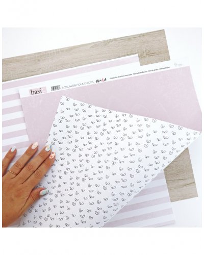 Alúa Cid - Papier uni 32x45cm Moucheté/Rose - Basic