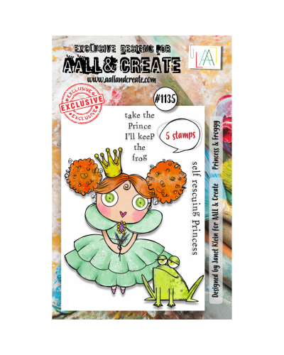 Tampon clear - A7 Stamp Set -1135 - Princess and Froggy | Aall & Create