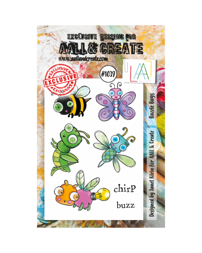 Tampon clear - A7 Stamp Set -1039 - Buzzie Bugs | Aall & Create