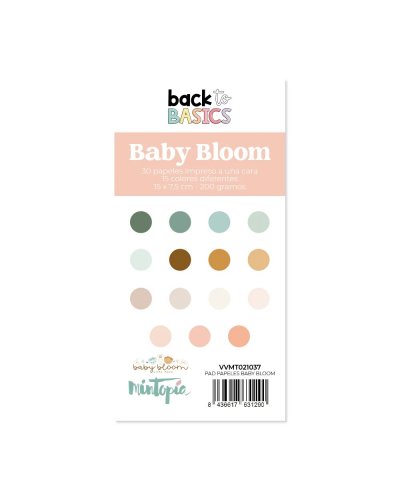 Mintopía - Bloc papiers unis 7,5 x15cm - Baby Bloom de Wilna Moon