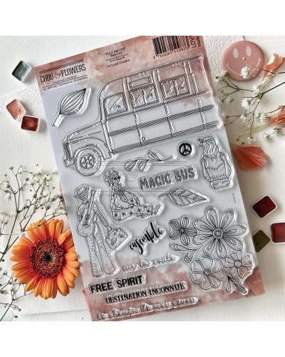 Tampon clear A5 - Magic Bus - Peace and Love | Chou & Flowers