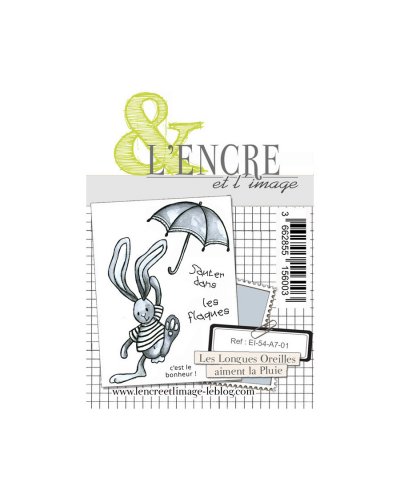 L'encre & l'image - Tampon clear - Les longues oreilles aiment la pluie