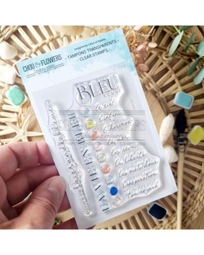 Chou & Flowers - Tampon clear - Bleu comme - Rêve Azur