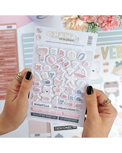 Alúa Cid - Autocollants puffy - Ohana en la playa