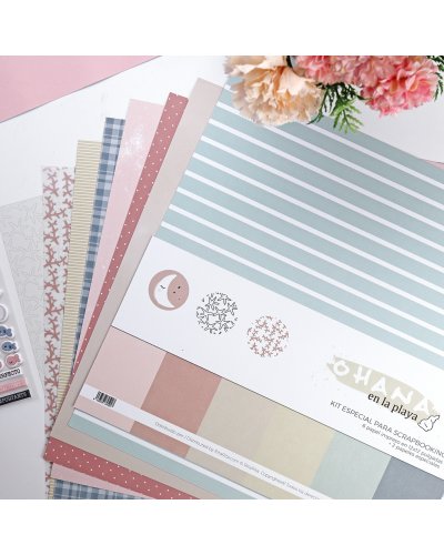 Alúa Cid - Kit papiers spéciaux 30x30cm - Ohana en la playa