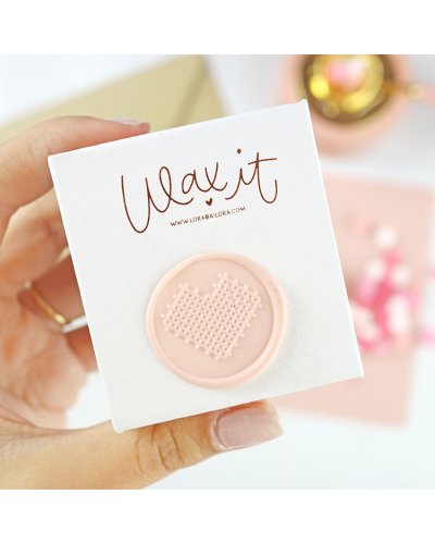 Lora Bailora - Sceau en laiton - Coeur point de croix - Wax It