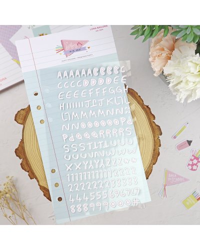 Lora Bailora - Autocollants alphabet puffy Blanc - Baby M va al cole