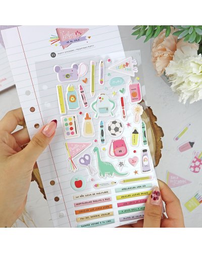 Lora Bailora - Autocollants puffy Illustrations - Baby M va al cole