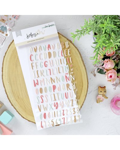 Autocollants alphabet puffy Rose - Baby M | Lora Bailora