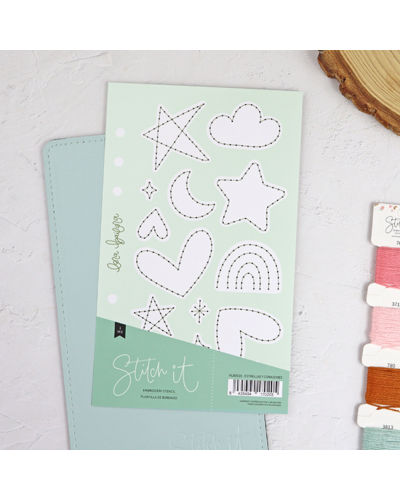 Pochoir broderie - Étoiles et coeurs - Stitch it | Lora Bailora