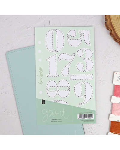 Pochoir broderie - Contour chiffres vintage - Stitch it | Lora Bailora