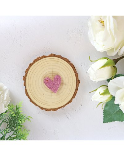 RitaRita - Coeur acrylique rose pailleté