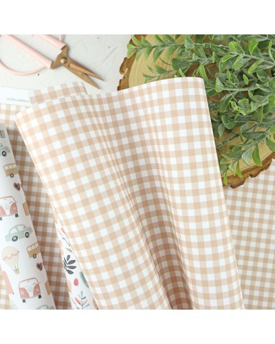 Alúa Cid - Papier laminé 43x72cm - Mini vichy Toffee