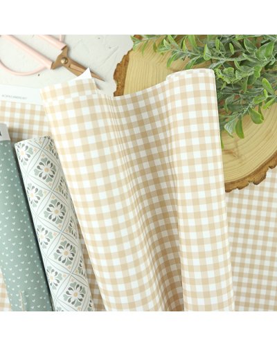 Papier laminé 43x72 - Mini vichy moutarde | Alúa Cid