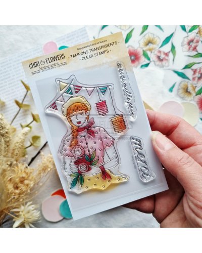 Tampon clear A7 - Fille guinguette - Mon p'tit jardin | Chou & Flowers