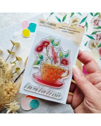 Tampon clear A7 - Tasse fleurie - Mon p'tit jardin | Chou & Flowers