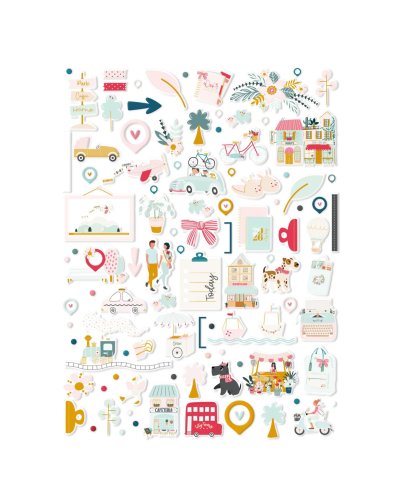 Autocollants puffy - Illustrations - My day en la city de Pili Sallent | Mintopía