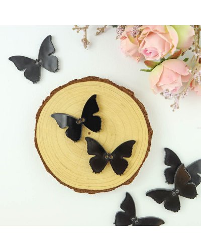 Alúa Cid - Bouton acrylique noir - Papillon