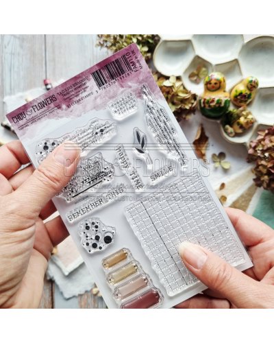 Chou & Flowers - Tampon clear A6 - Textures Remember - La clé des souvenirs